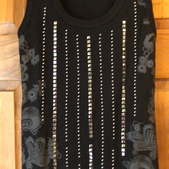 Decree Black Stud Tank Top Medium - Picture 2 of 4